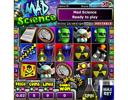 jet bingo mad science 5 reel online slots game
