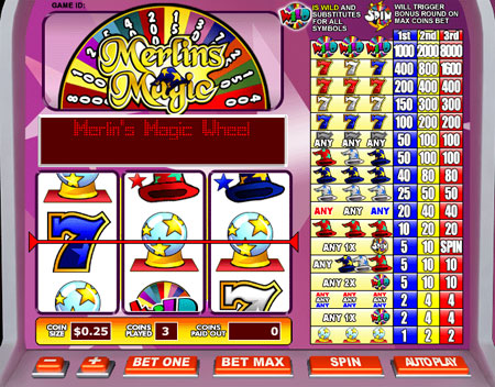 jet bingo merlins magic 3 reel online slots game