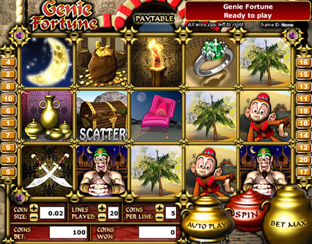jet bingo genie fortune 5 reel online slots game